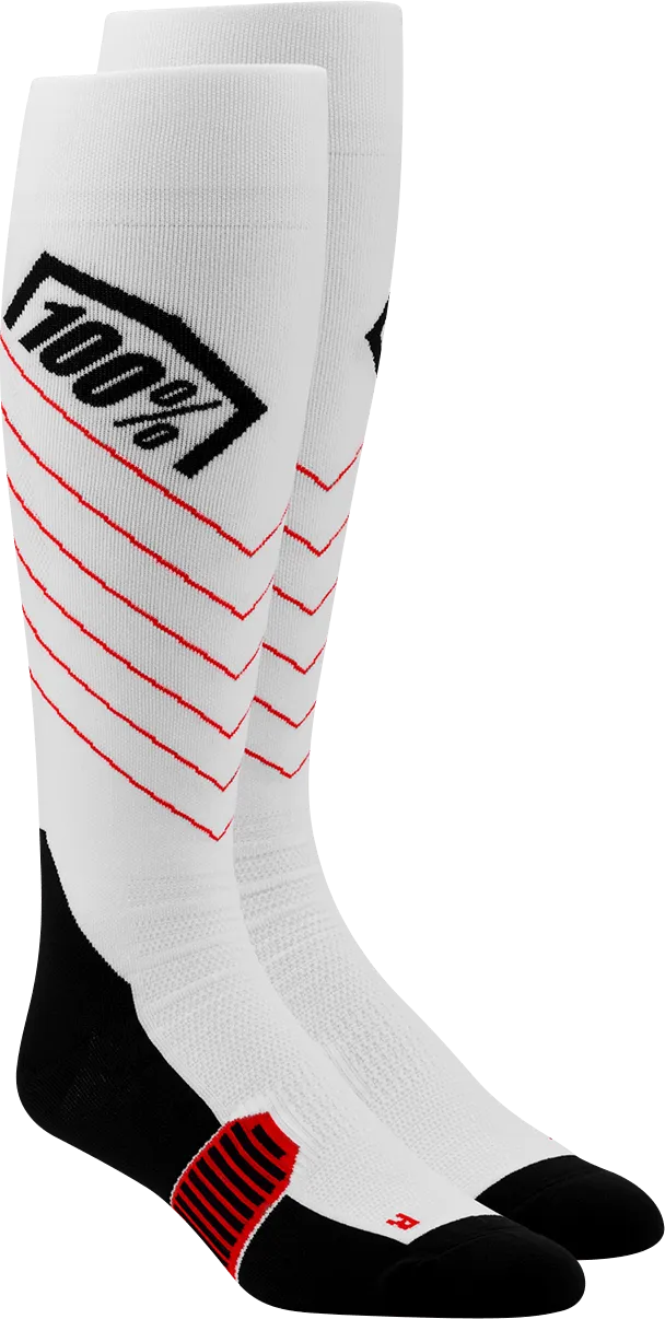 100% Hi-Side Performance Socks - White - Large/XL 20054-00006