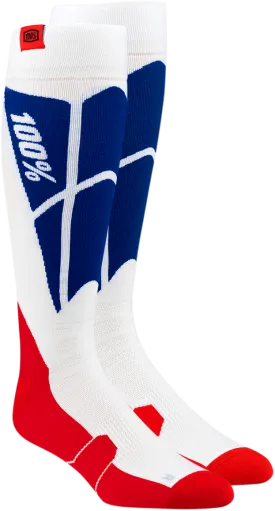 100% Hi-Side Performance Socks - White/Blue - Small/Medium 24008-022-17