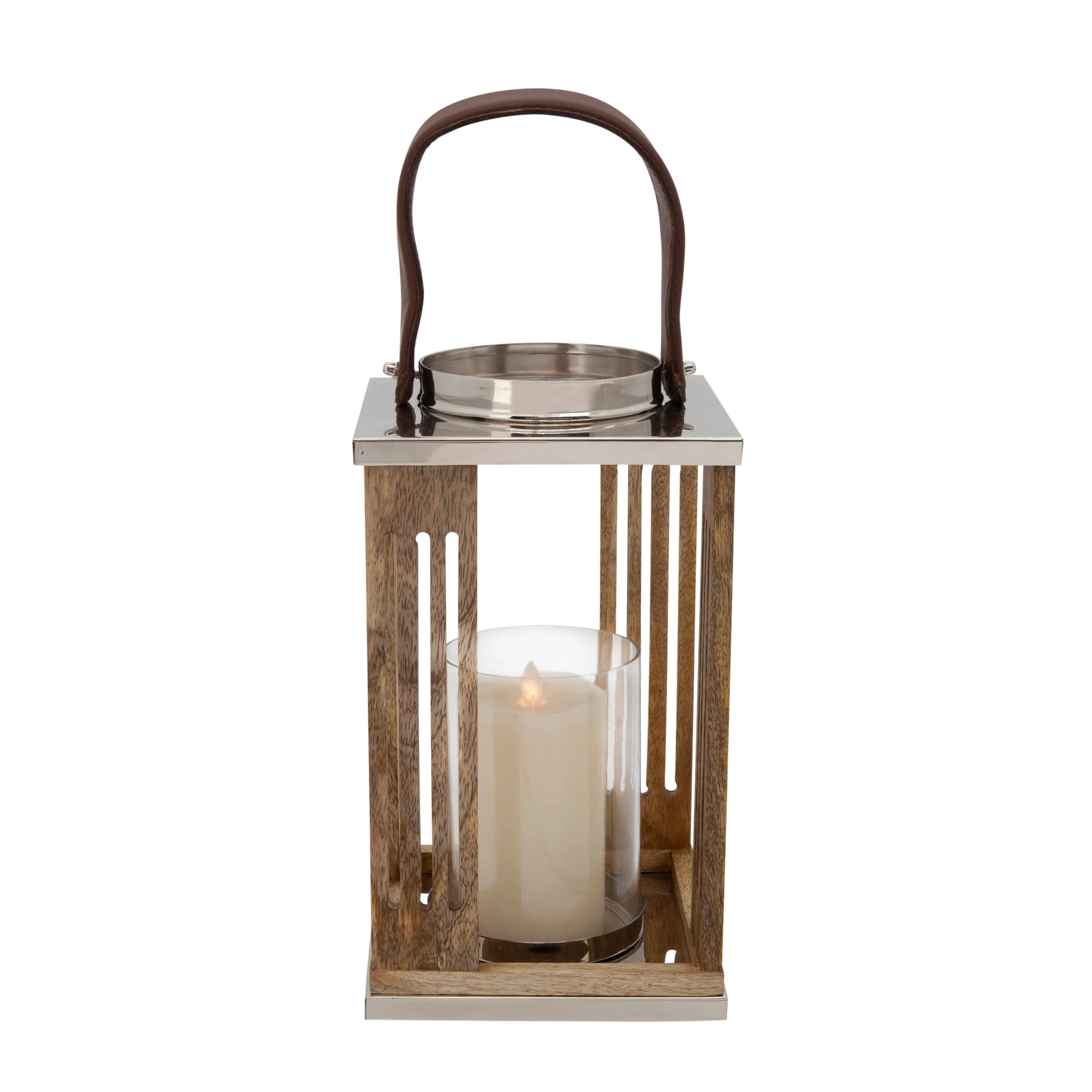 12" Wooden Hurricane Holder, Natural
