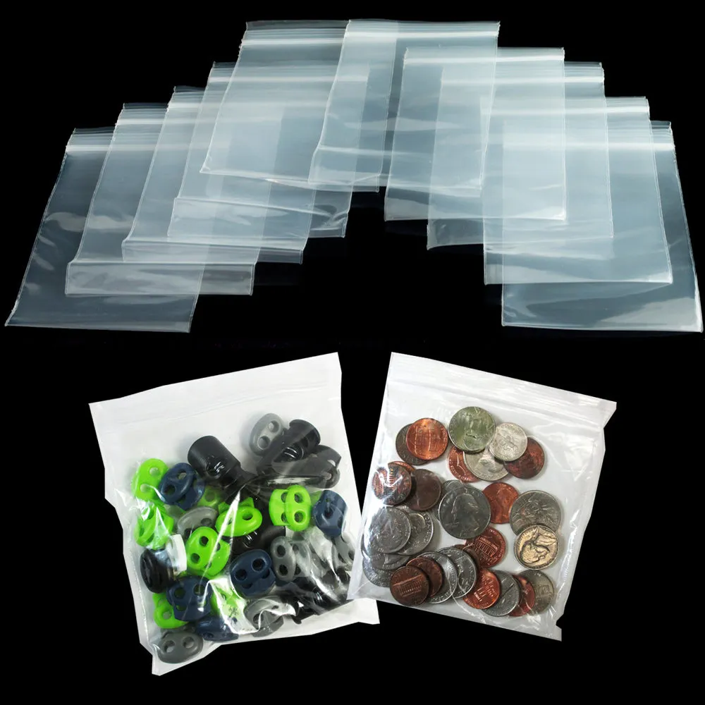 1500 Seal Lock 4x4 Clear 2 MIL Poly Bags Square RECLOSABLE Zip Lock Bag 2Mil