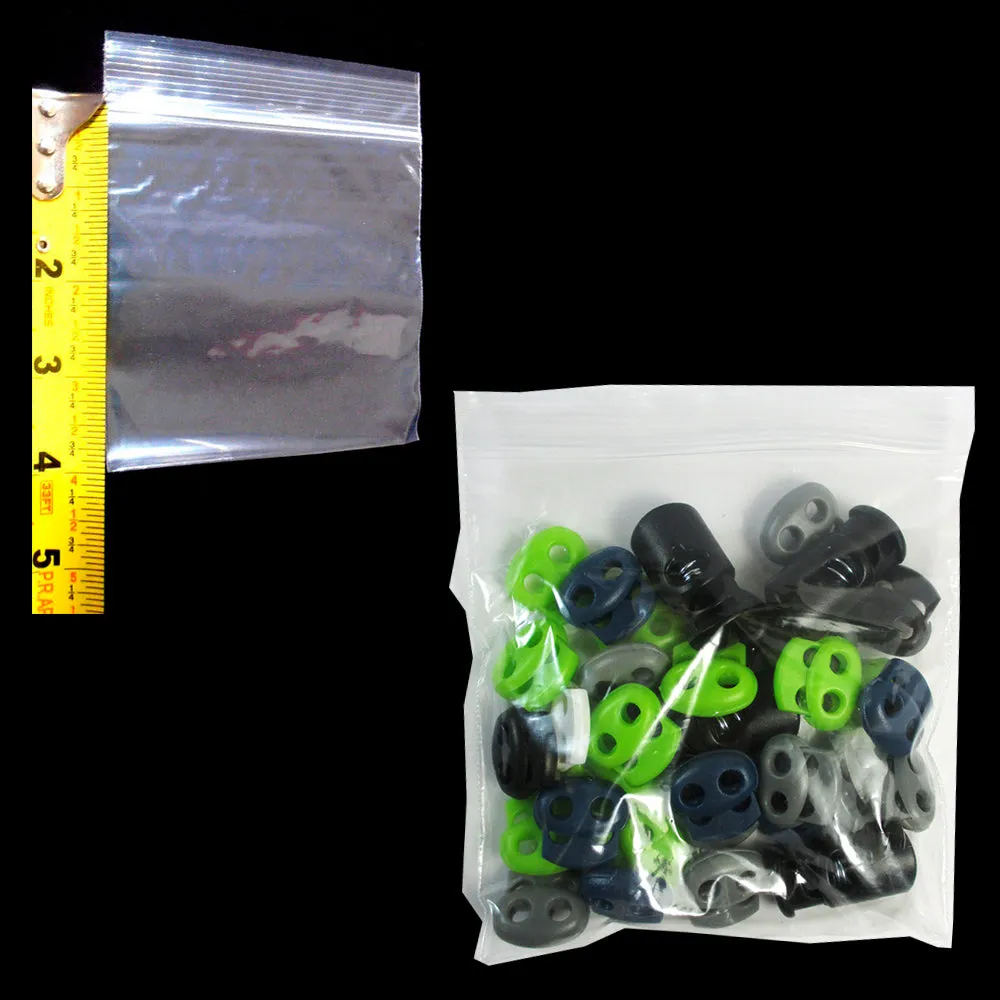 1500 Seal Lock 4x4 Clear 2 MIL Poly Bags Square RECLOSABLE Zip Lock Bag 2Mil