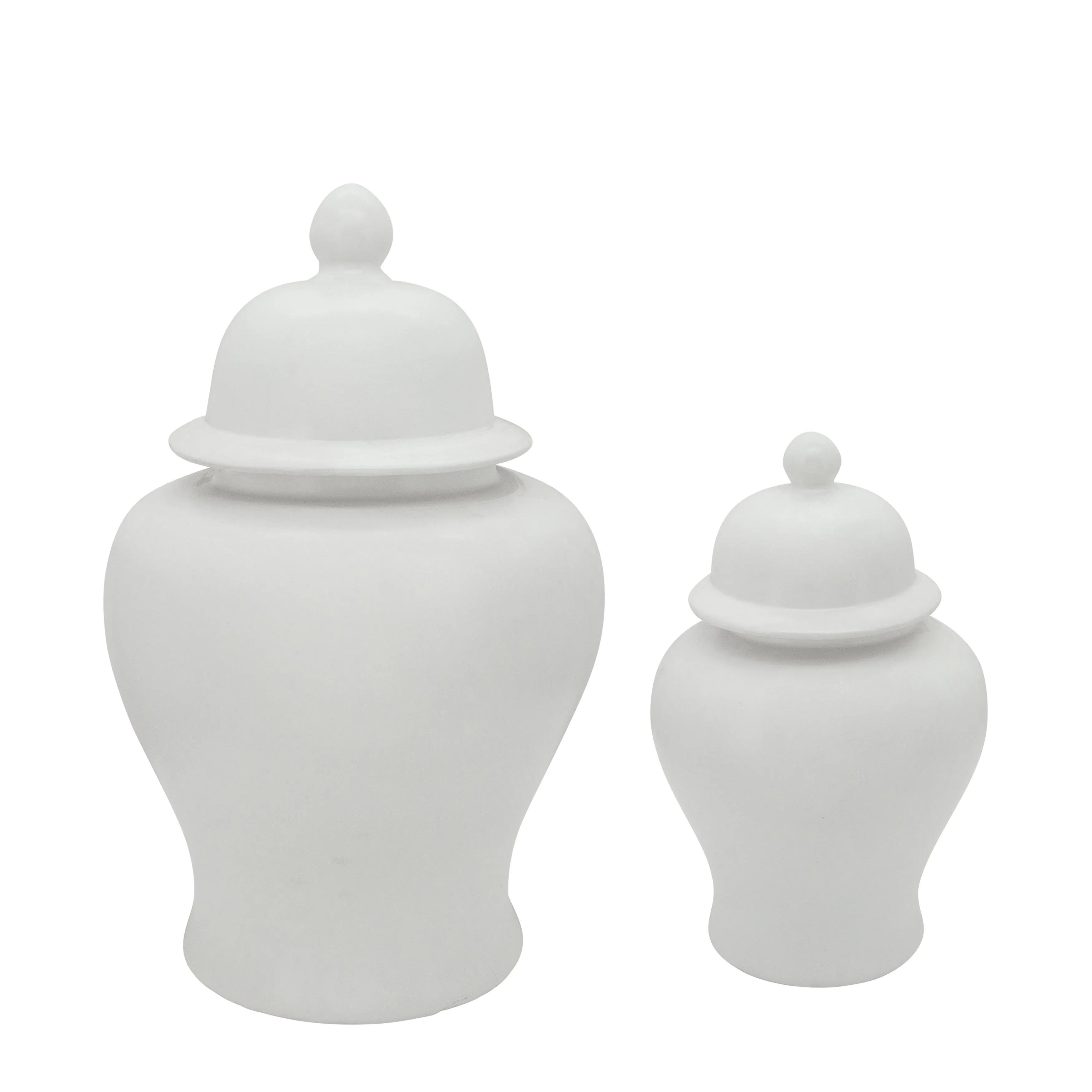 28"H Temple Jar, Matte White