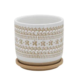 6" Daisy Planter W/ Saucer, Brown