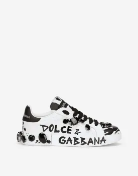 All-Over Logo Print Embellished Sneakers