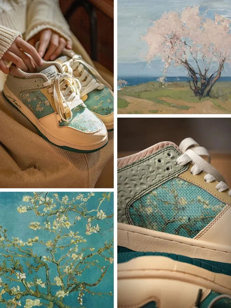 Andrew Oil Paints Cherry Blossoms Print Unisex Sneakers
