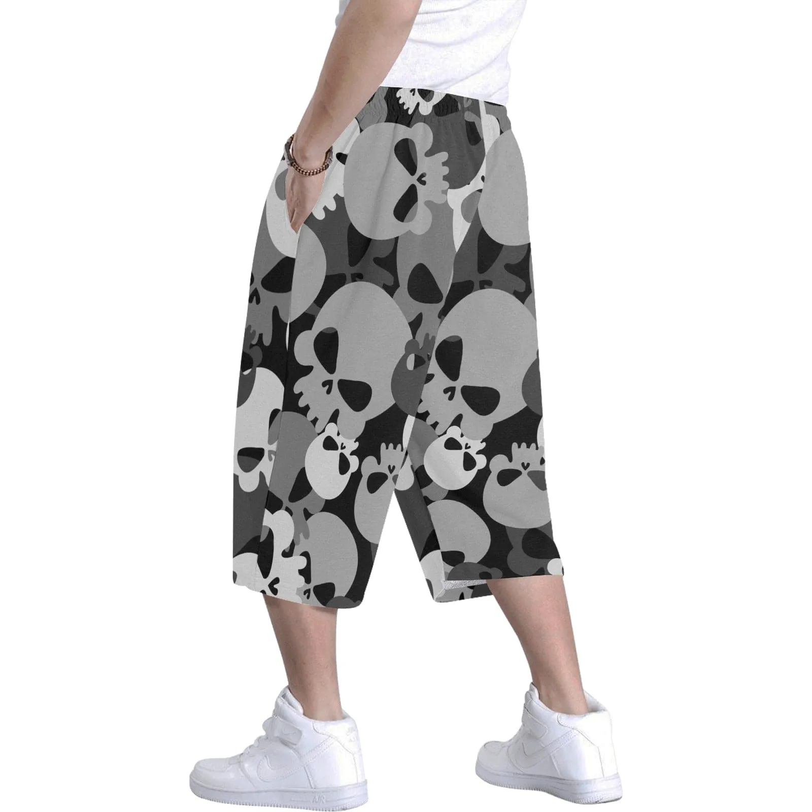 Army Camo Skull Baggy Shorts For Men