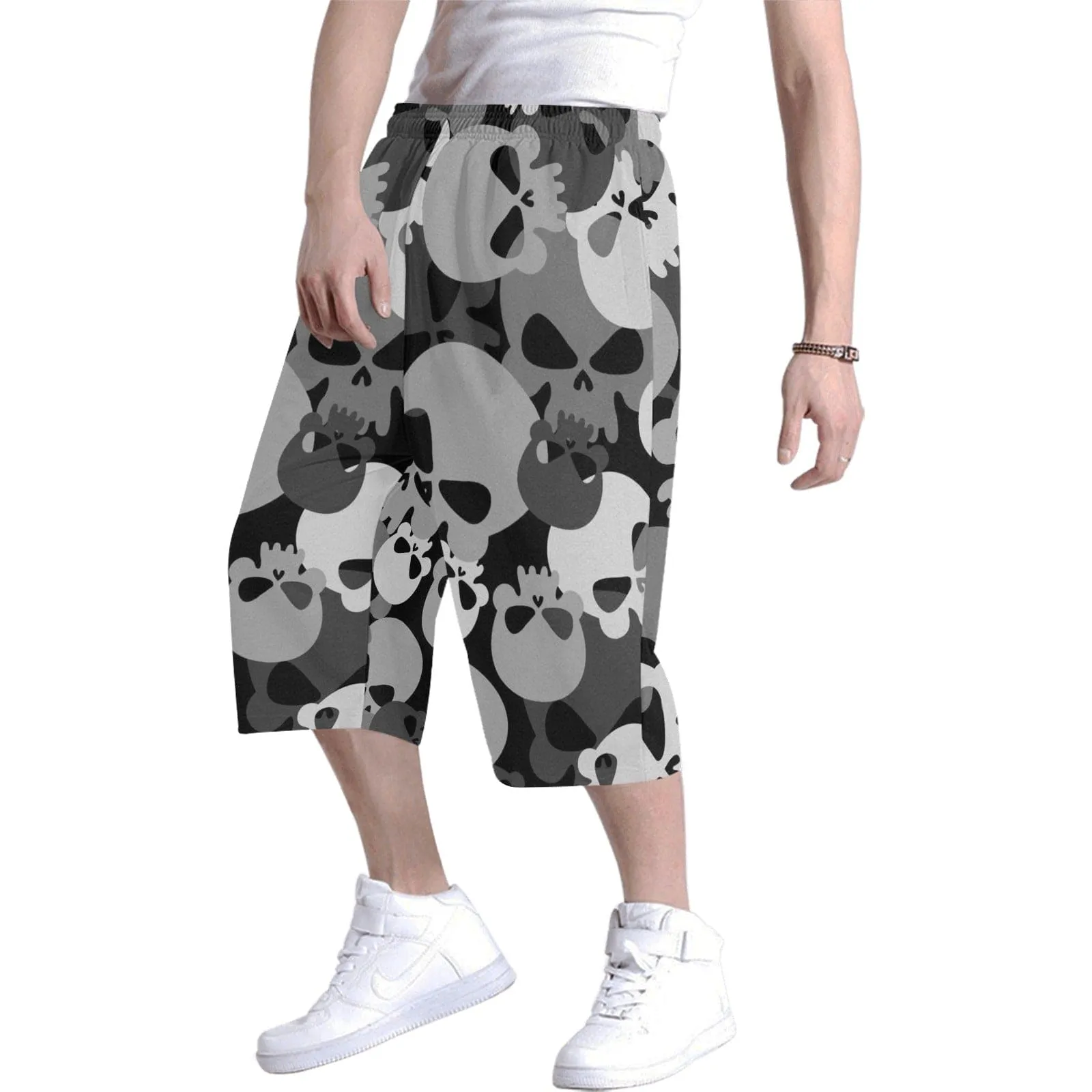 Army Camo Skull Baggy Shorts For Men