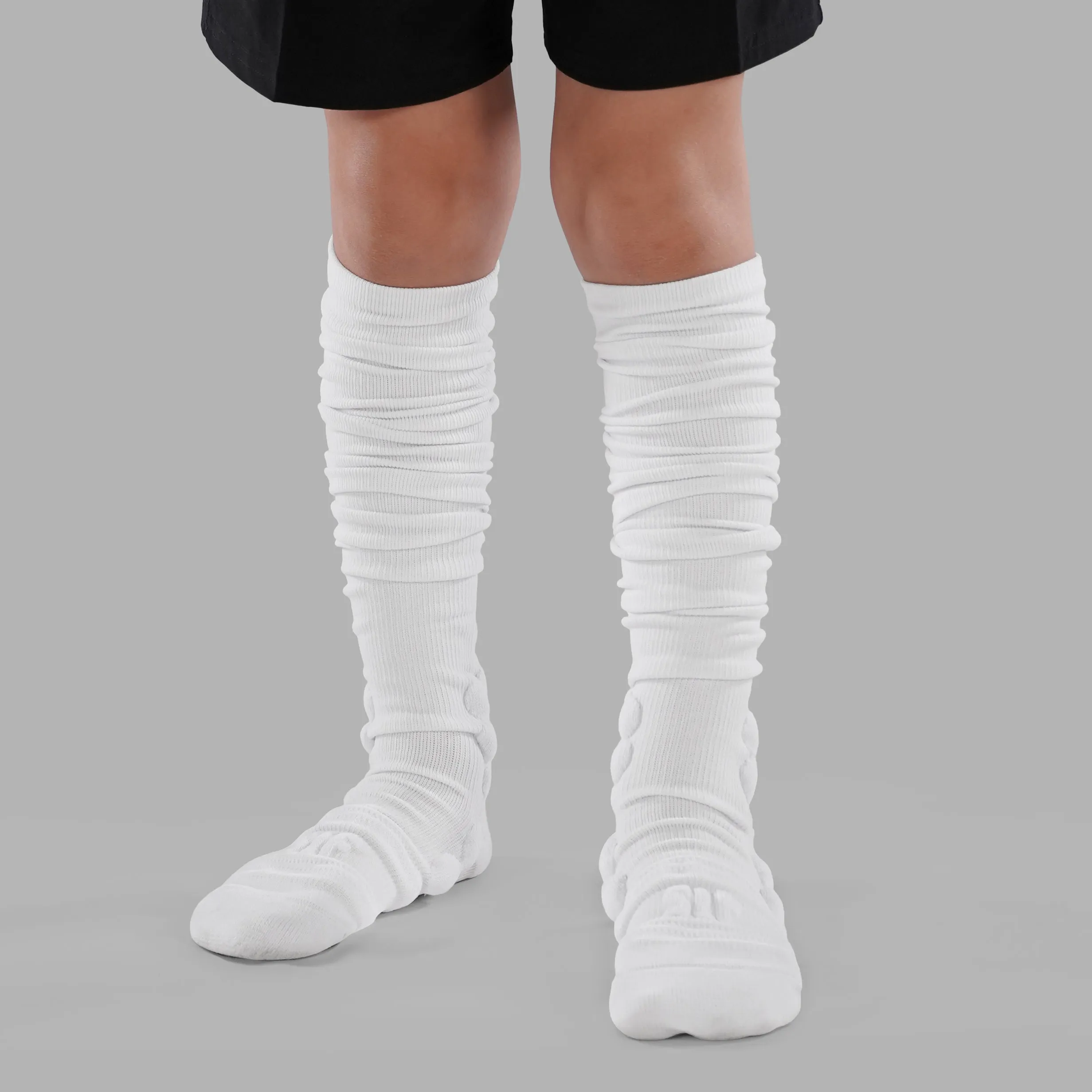 Basic White Football Padded Long Kids Socks