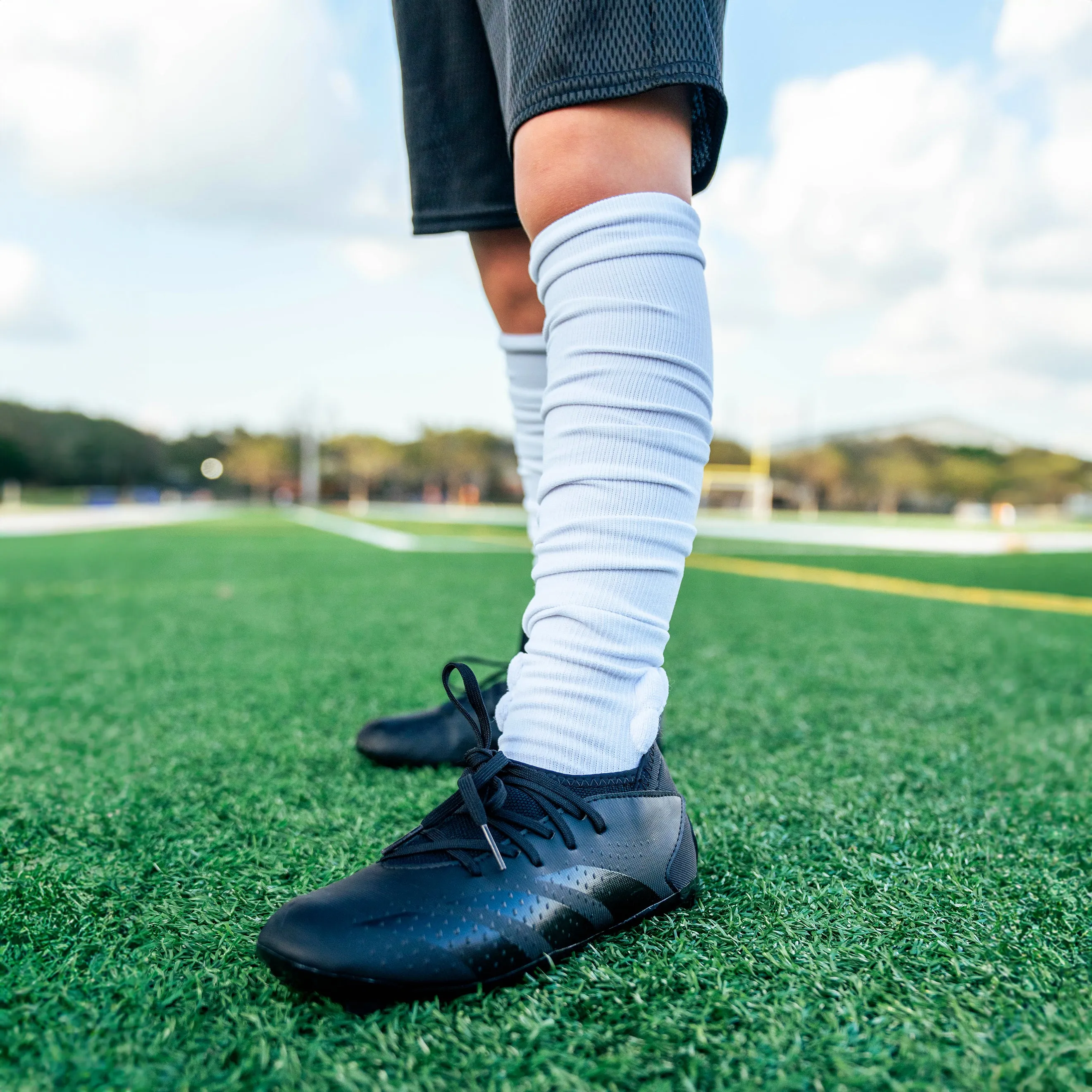 Basic White Football Padded Long Kids Socks