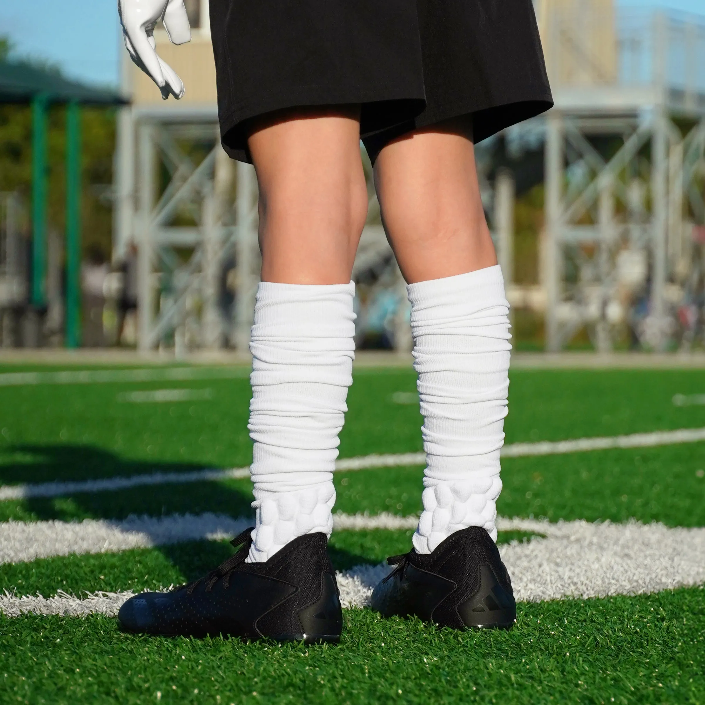 Basic White Football Padded Long Kids Socks