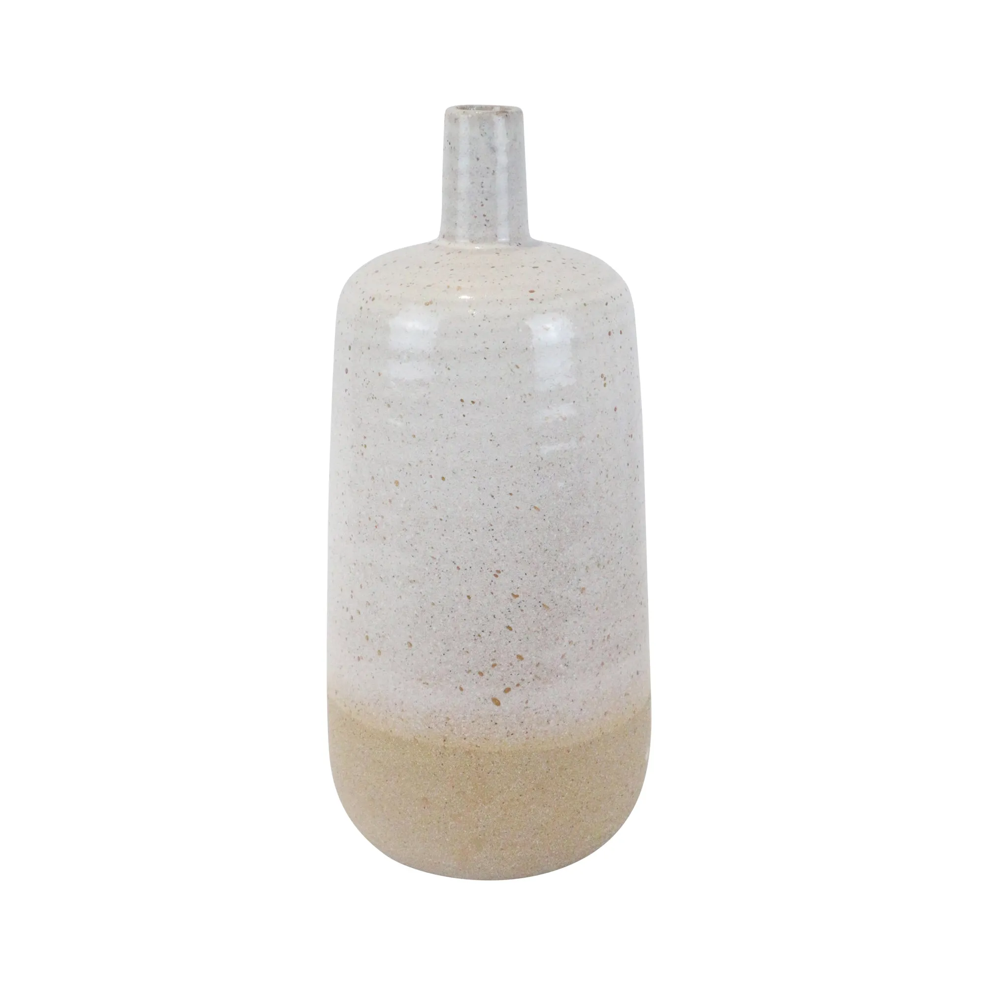 Ceramic 13", Speckled Vase, Beige