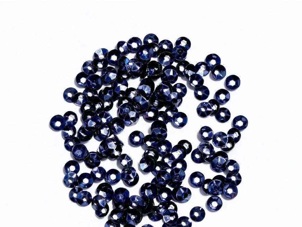 Dark Black Centre Hole Bowl Plastic Sequin- 5 mm