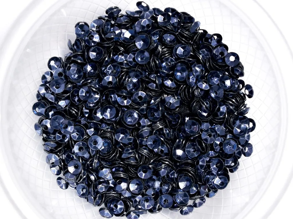 Dark Black Centre Hole Bowl Plastic Sequin- 5 mm