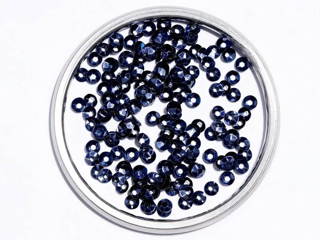 Dark Black Centre Hole Bowl Plastic Sequin- 5 mm