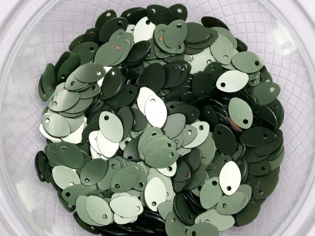 Dark Green Opaque Oval Plastic Sequins(Wholesale)