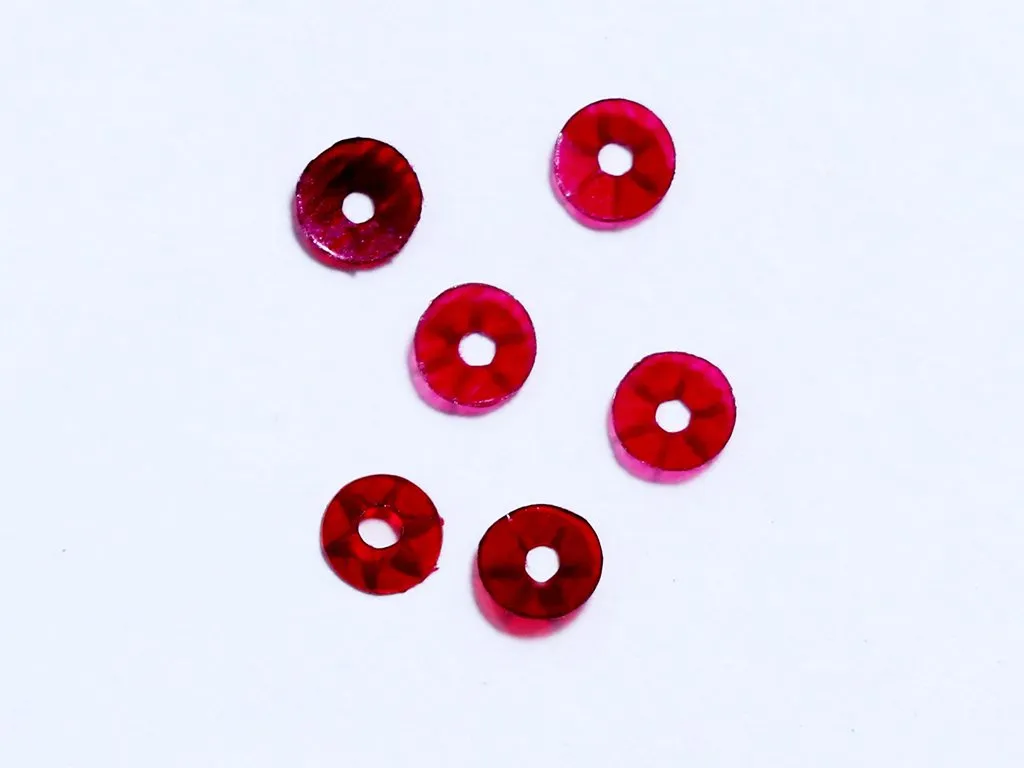 Dark Pink Centre Hole Bowl Plastic Sequins- 5 mm