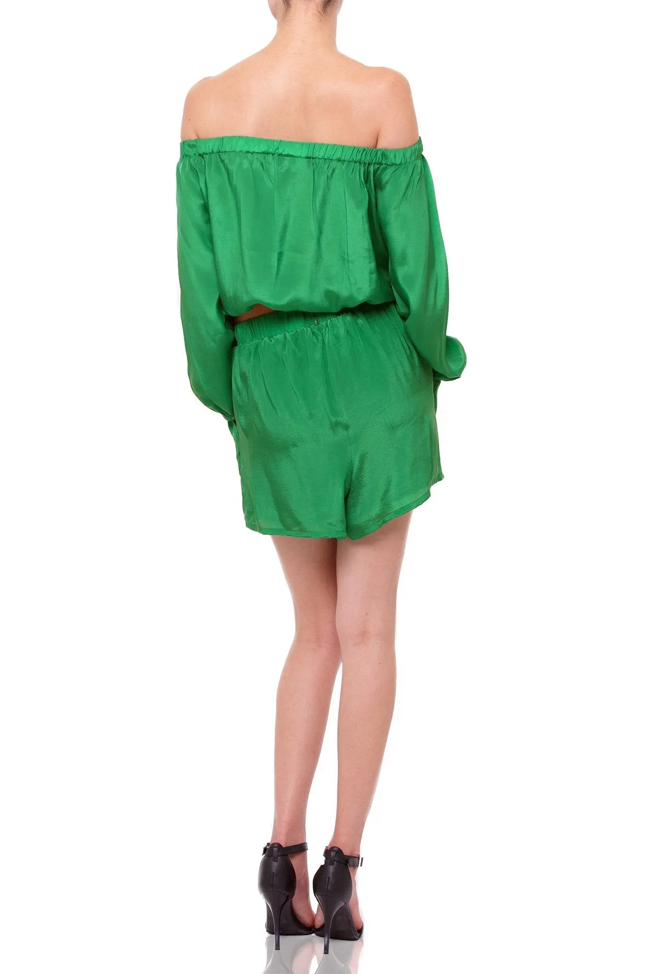 Emerald Green Silk Shorts