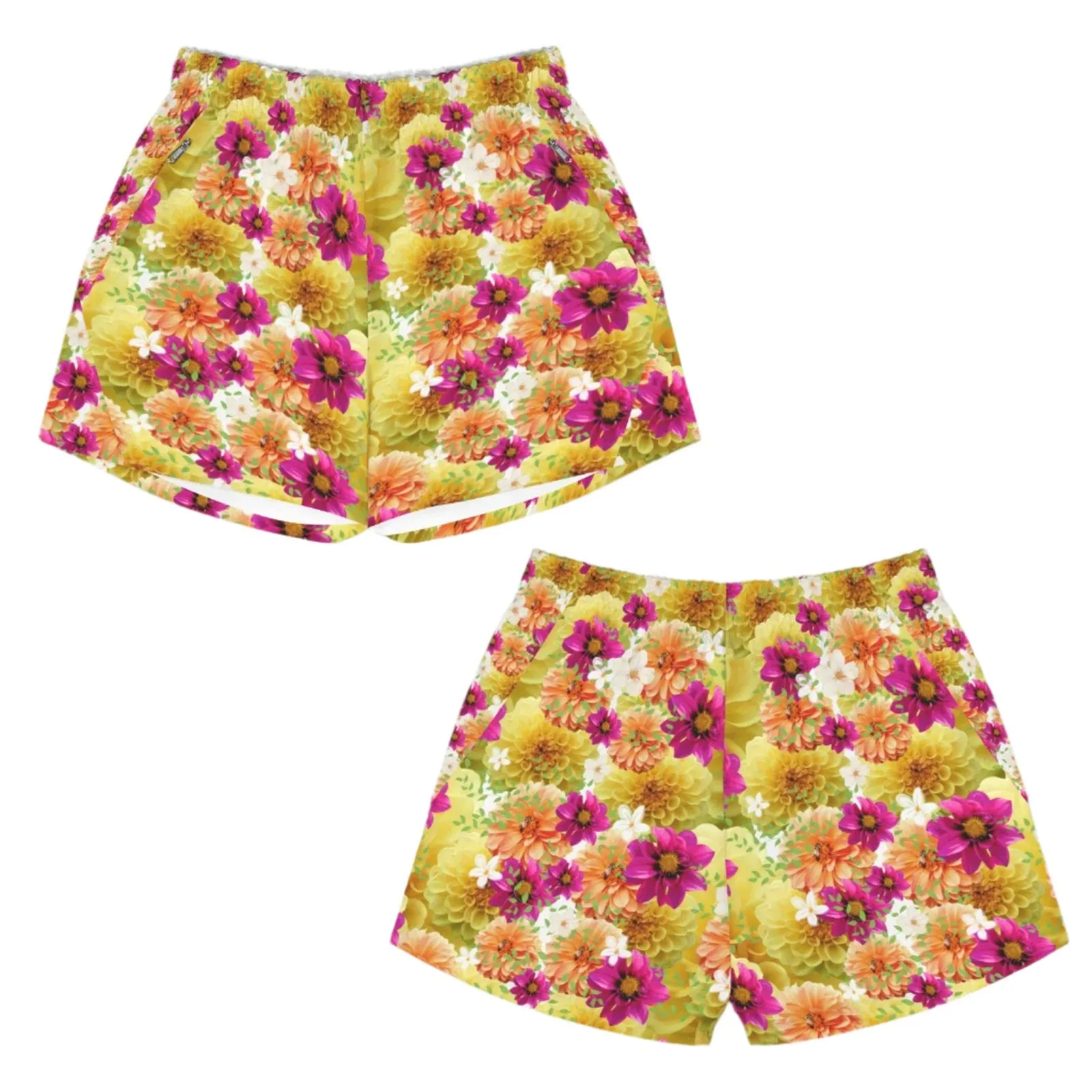 Graphic Dahlias 2 Zip Pocket Shorts up to 5 XL (FWS)