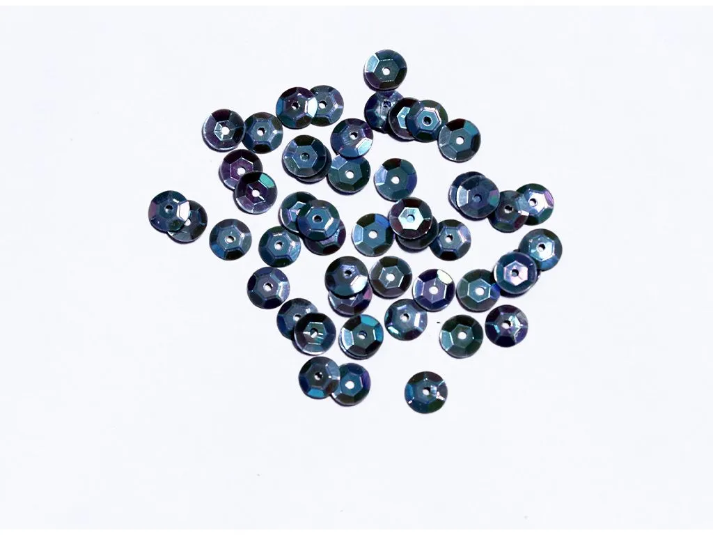 Gray Rainbow Centre Hole Flat Circular Plastic Sequins- 8 mm