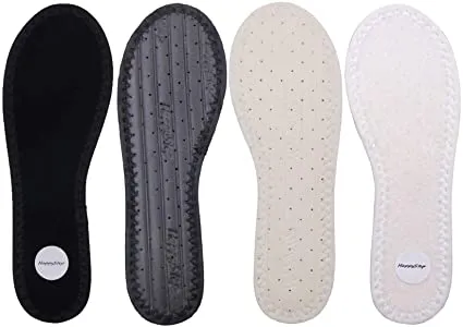 HappyStep 1 Pair Cotton Terry Barefoot Summer Insoles, Sweat Absorbent and Moisture Control | Black&White | Women