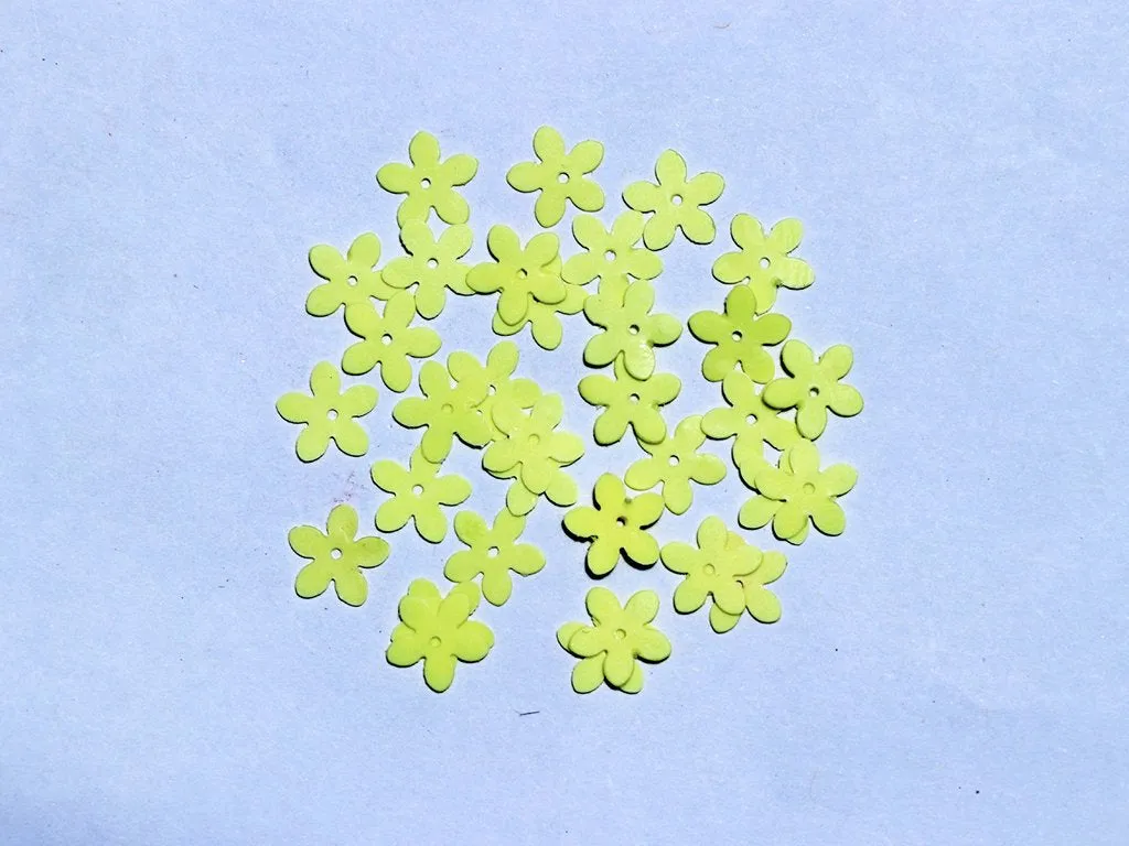 Lemon Yellow Centre Hole Flower Plastic Sequins- 10 mm(Wholesale)