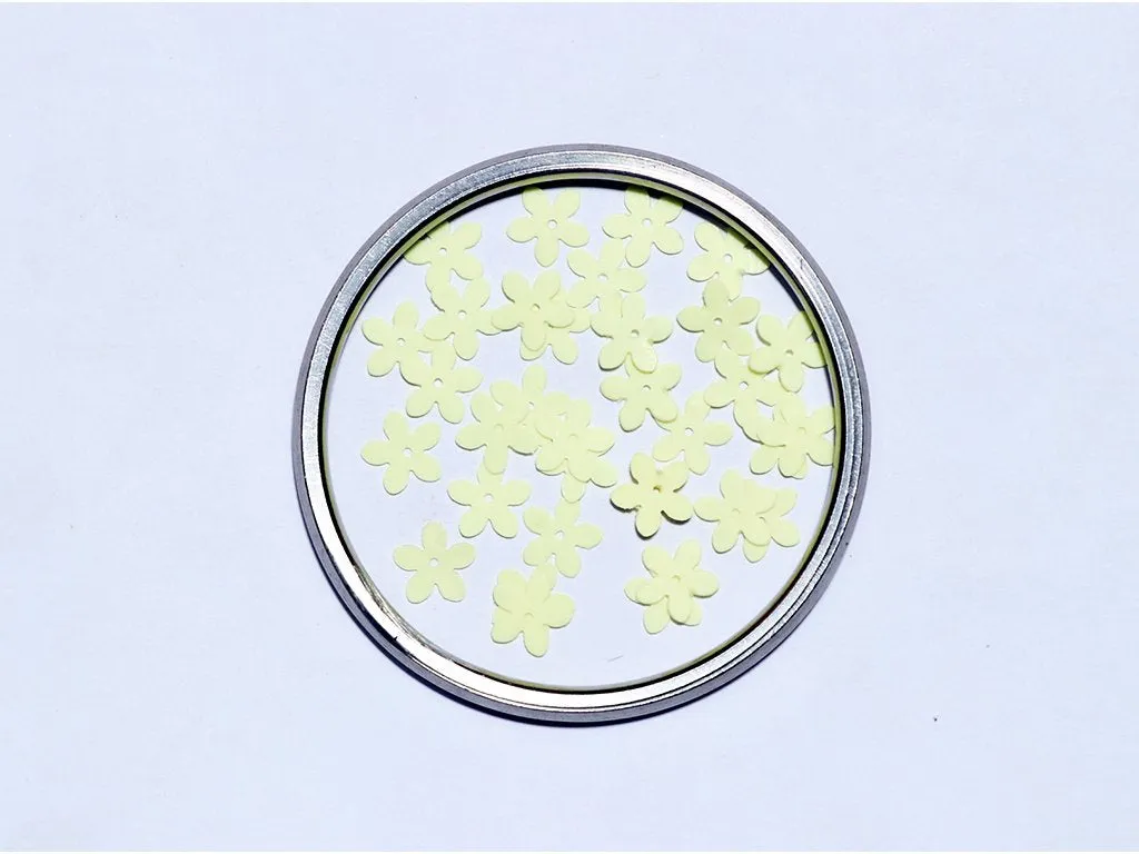 Lemon Yellow Centre Hole Flower Plastic Sequins- 10 mm(Wholesale)
