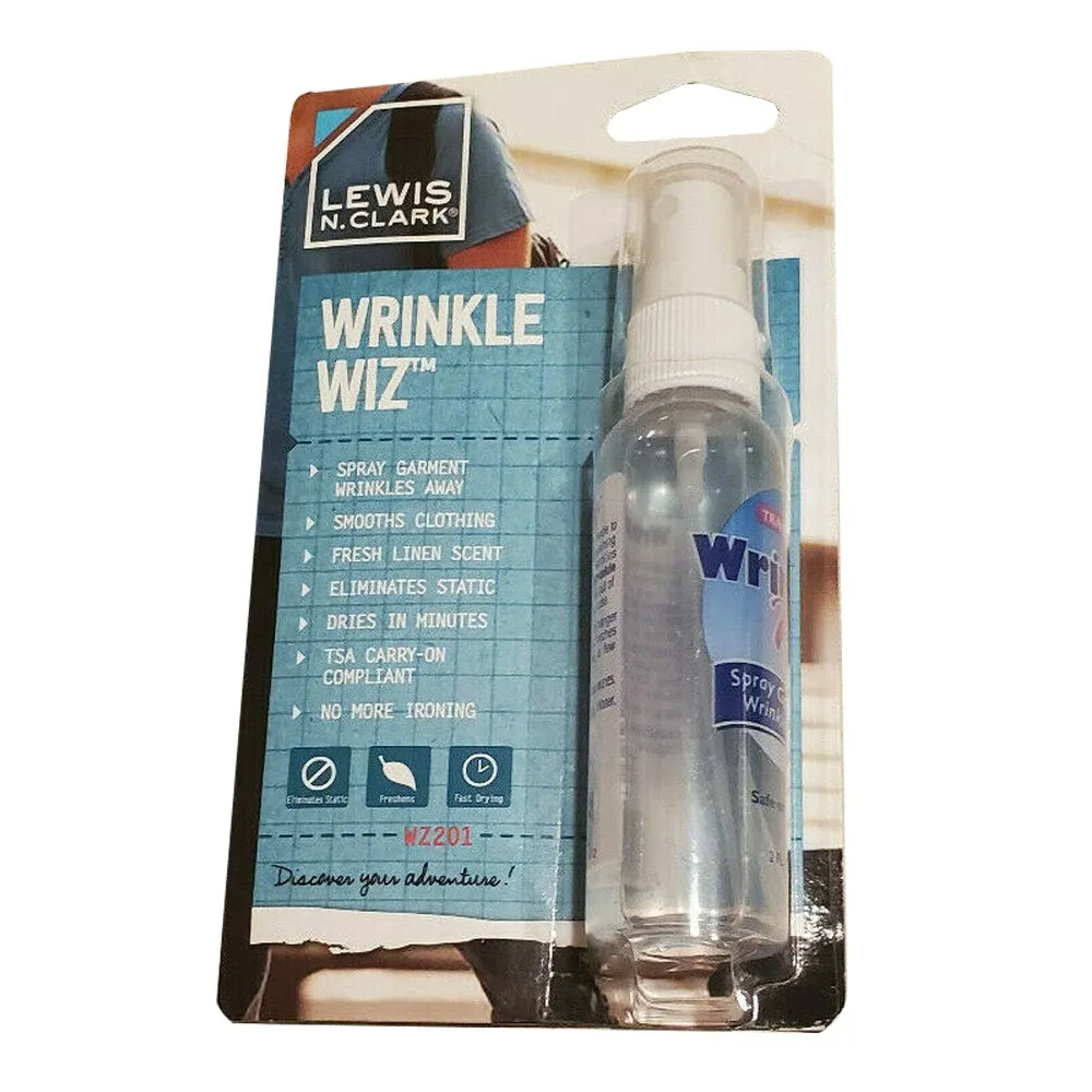 Lewis N Clark Wrinkle Wiz Travel Size Spray Clothing Garment TSA Easy Iron 2 Oz.