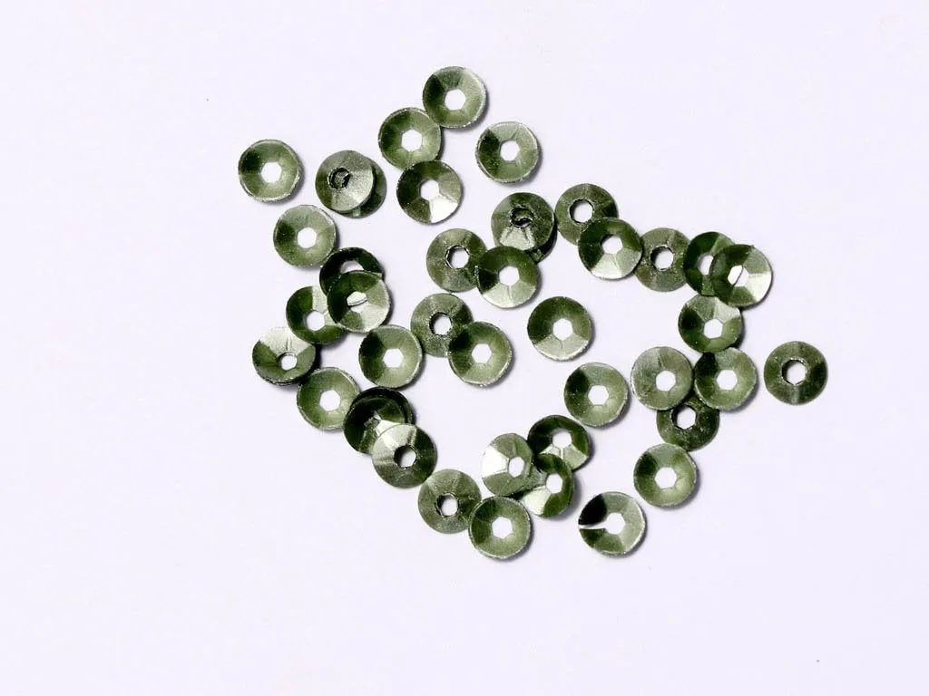 Light Olive Green Center Hole Bowl Plastic Sequins