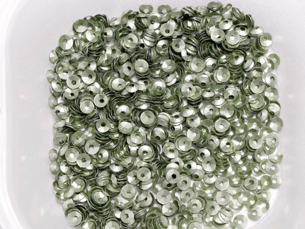 Light Olive Green Center Hole Bowl Plastic Sequins