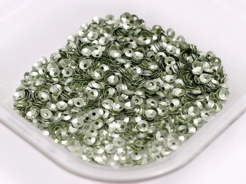 Light Olive Green Center Hole Bowl Plastic Sequins