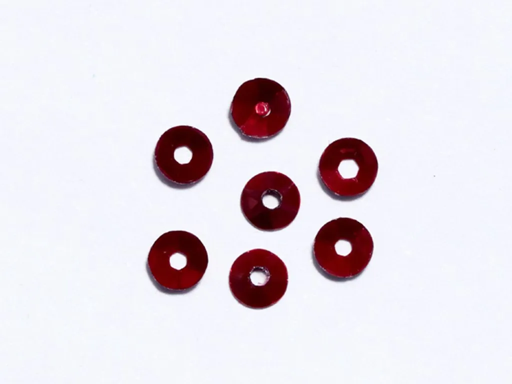 Maroon Centre Hole Bowl Plastic Sequins- 4 mm