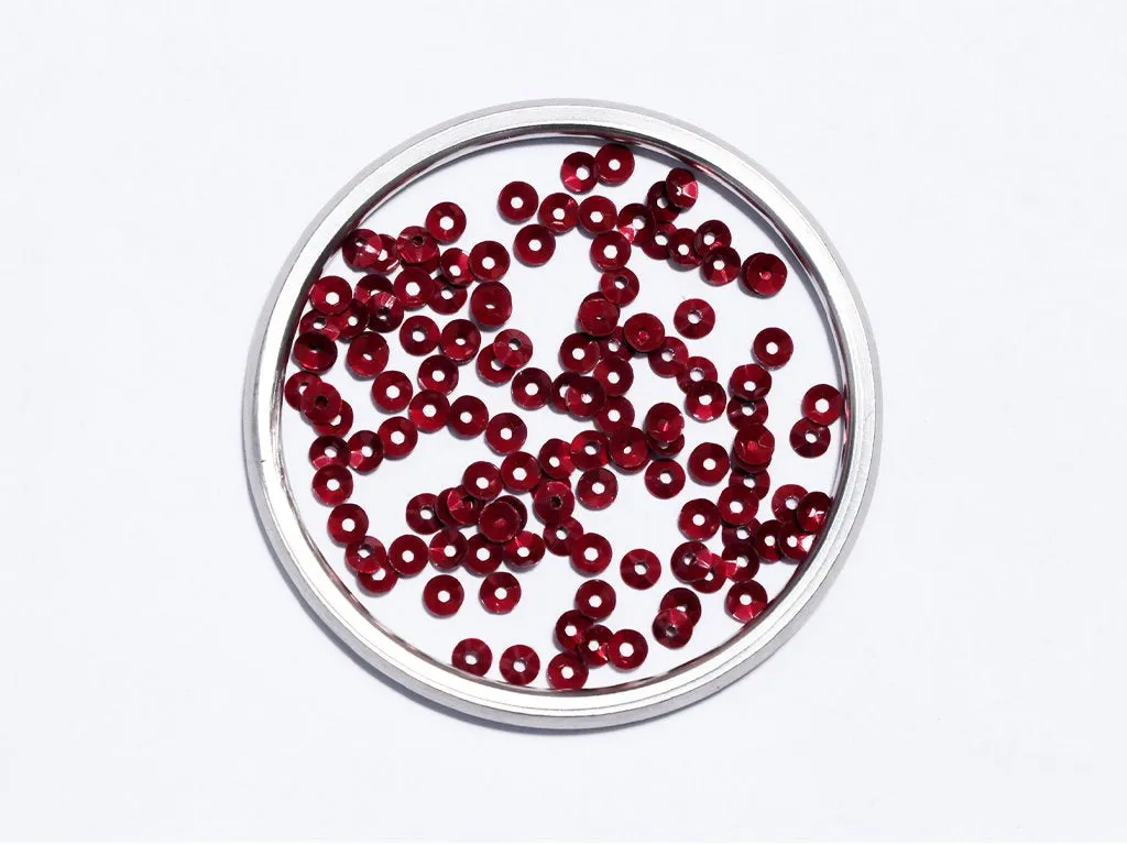 Maroon Centre Hole Bowl Plastic Sequins- 4 mm