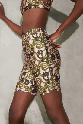 Monzlapur - Snake Print Biker Short: Bubblegum