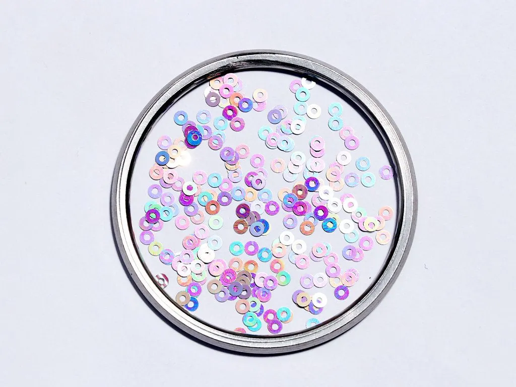 Multicolour Centre Hole Circular Flat Plastic Sequins- 4 mm(Wholesale)