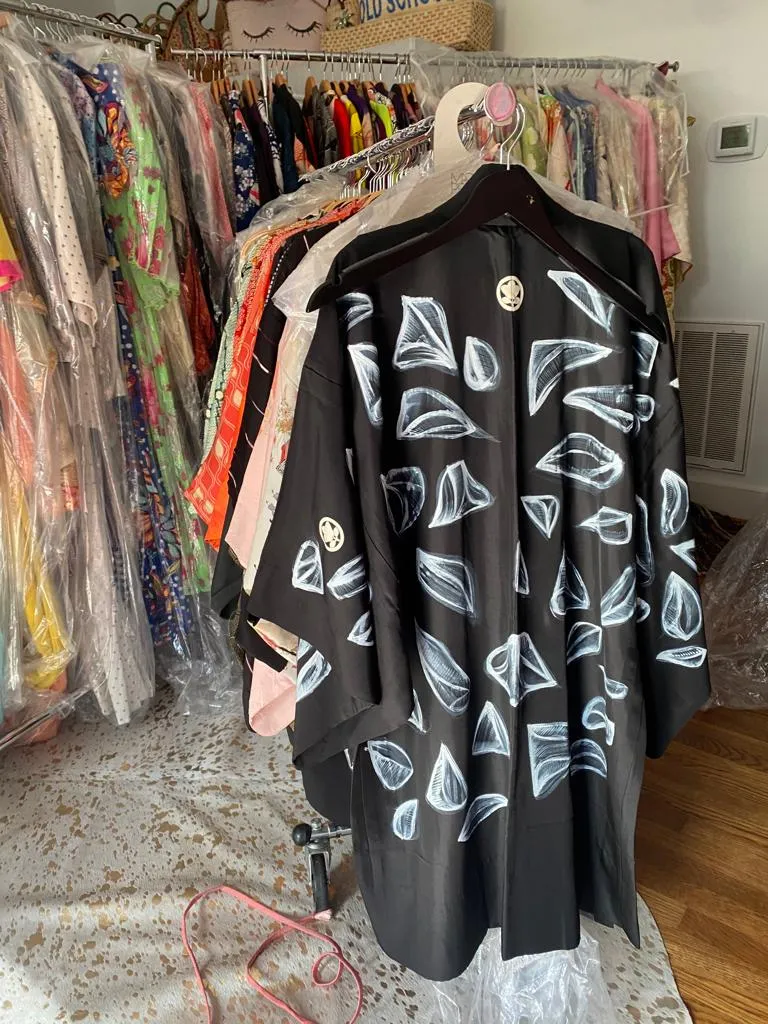 "Cosine 1" Reimagined Vintage Kimono - Kimono Zulu Artist Collaboration with Soi K