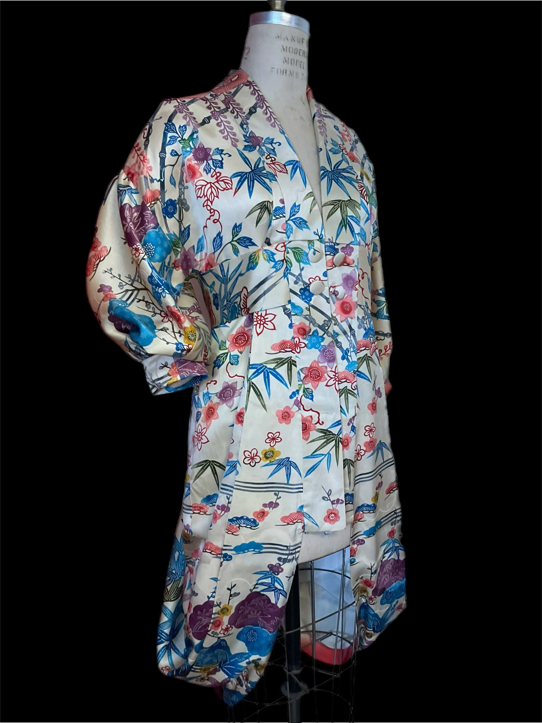 "Silken Cocoon Coat Dress" Reimagined Vintage Kimono - Kimono Zulu Artist Collaboration with Judy Masliyah