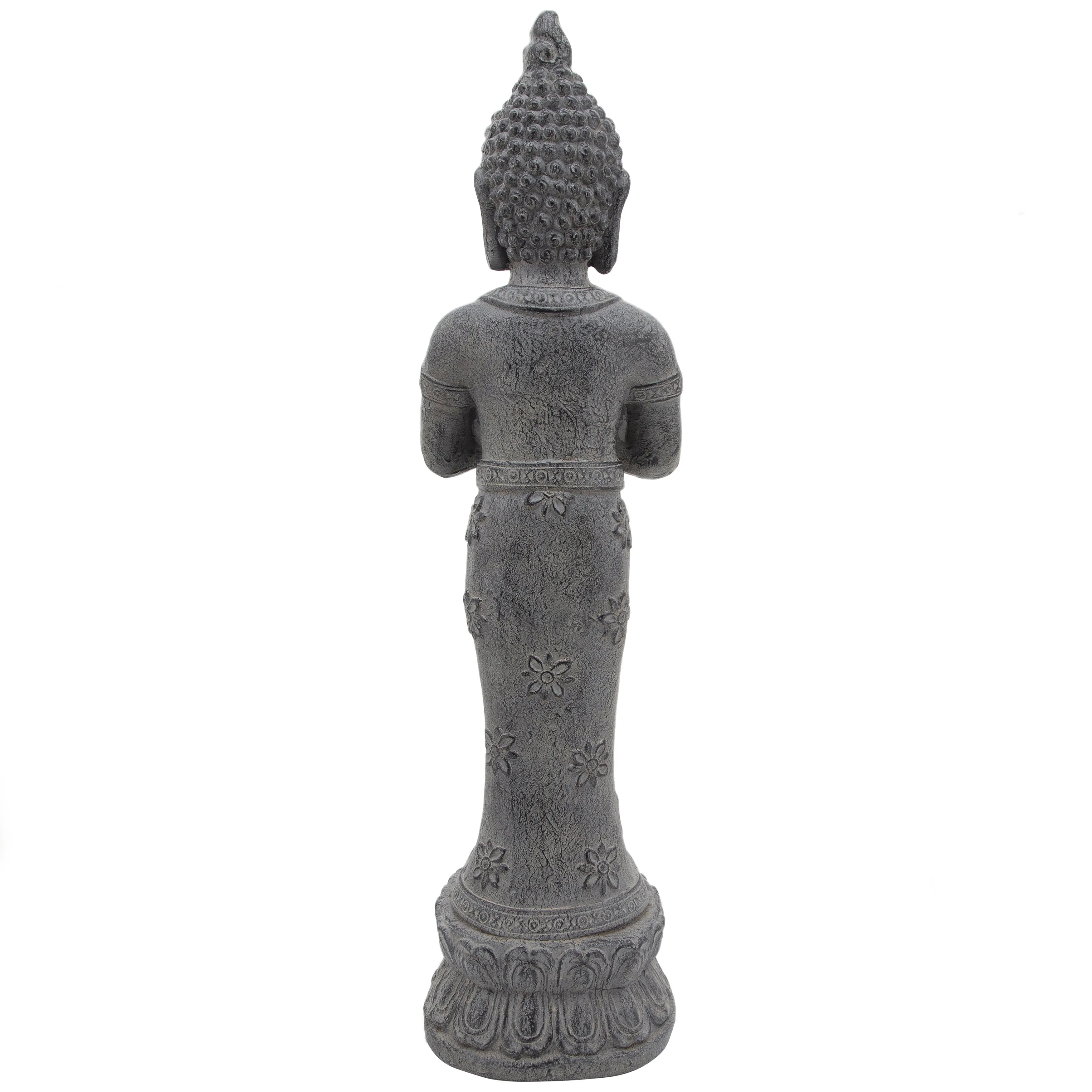 Resin, 36"H Standing Buddha, Antique Gray