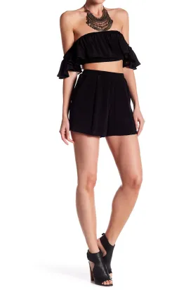 Solid Black Loungewear Silk Shorts
