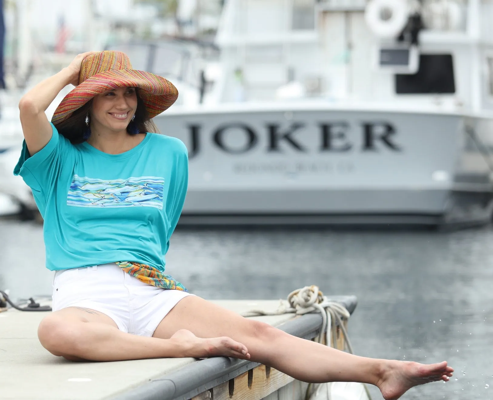 Teal Dolphins Knit Tee