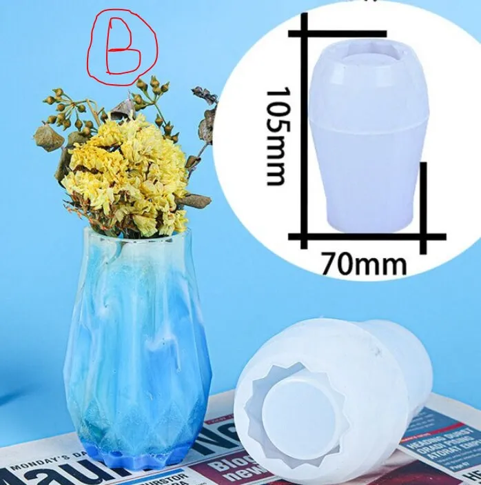 Vase Silicone Mold, Silicone Flower Vase Mold, Home Decor Stripe Vase Mold, Diy Resin Plaster Cement Concrete Vase Moulds Container